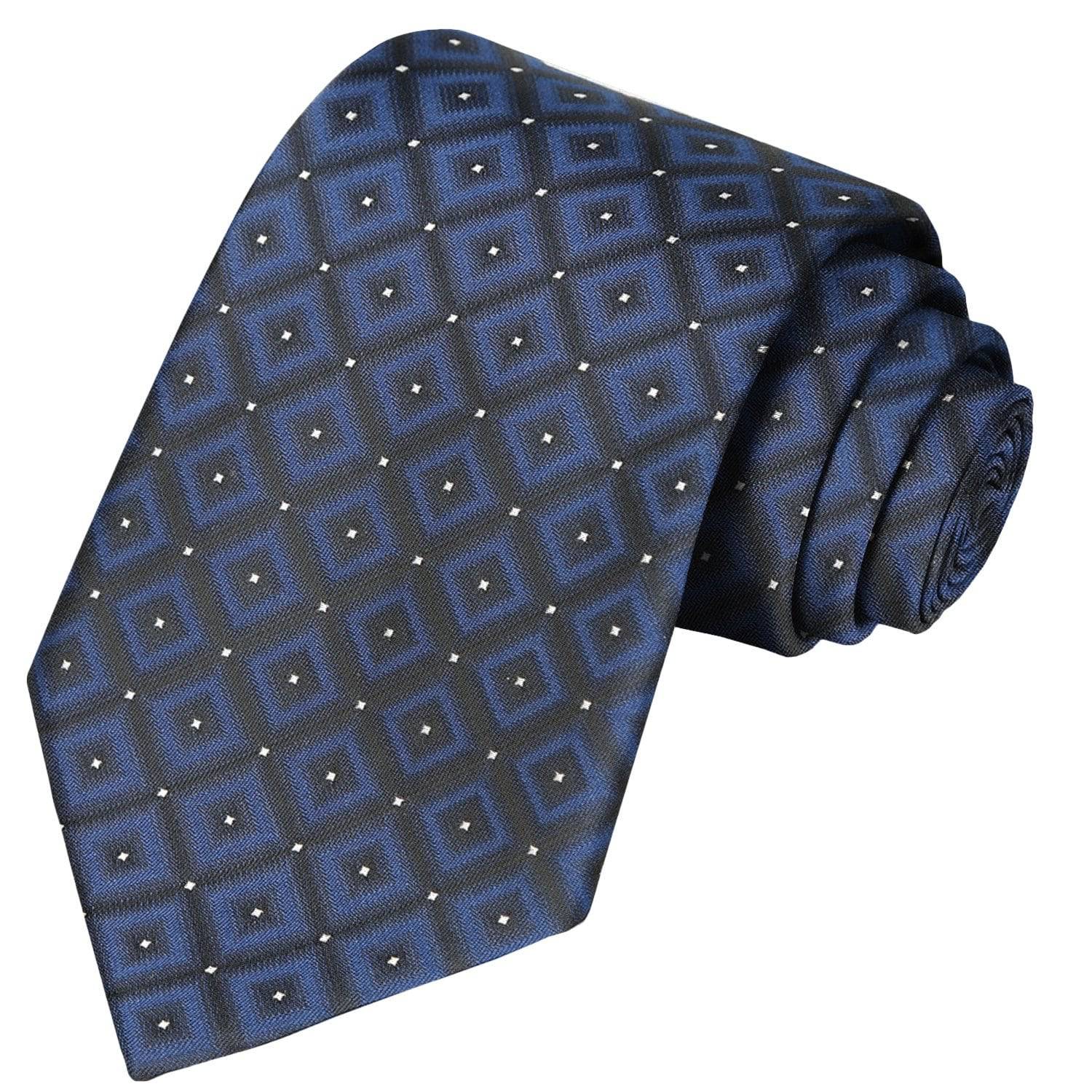 Black Space Blue White Dots Checkered Tie - Tie, bowtie, pocket square  | Kissties