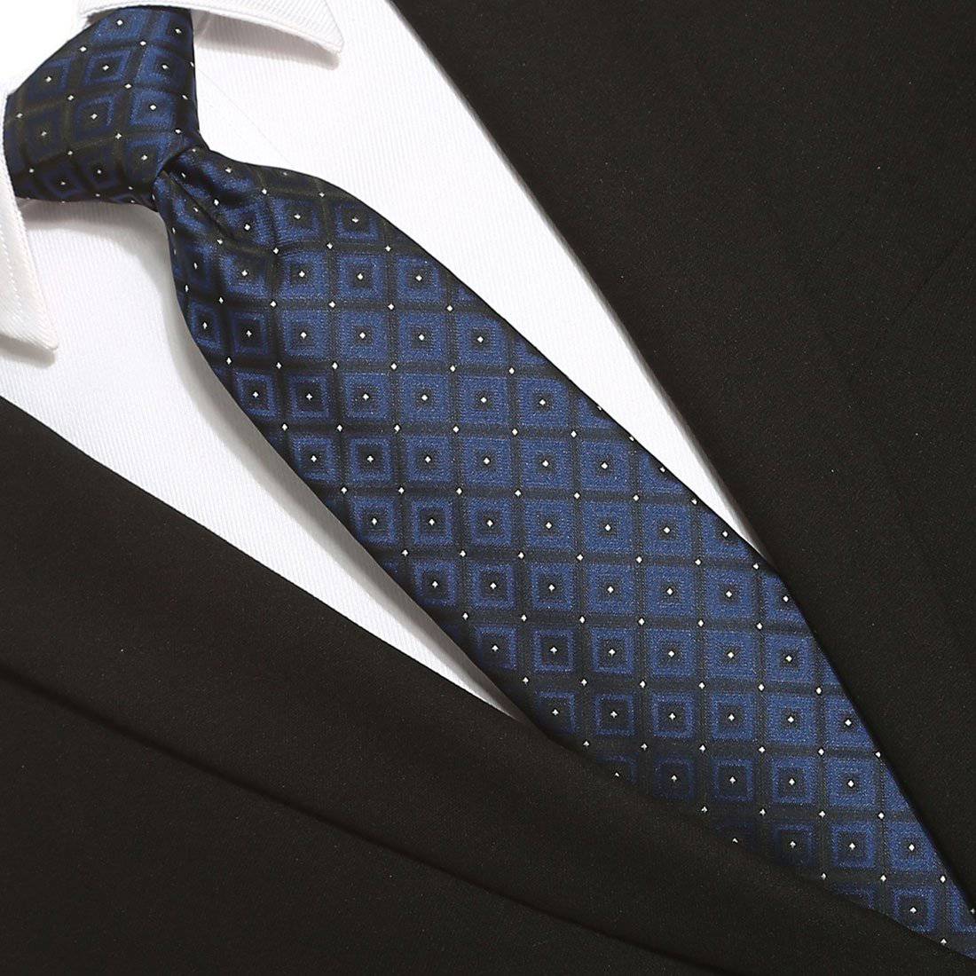 Black Space Blue White Dots Checkered Tie - Tie, bowtie, pocket square  | Kissties
