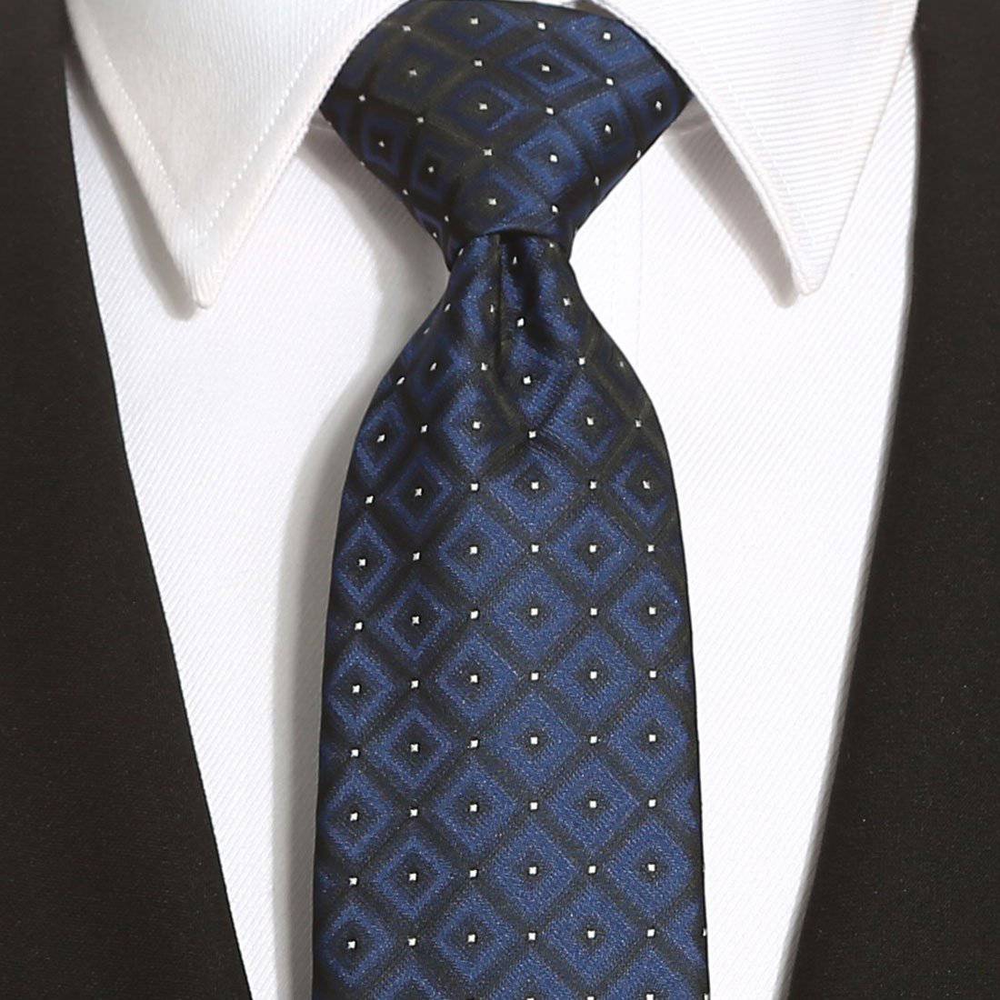 Black Space Blue White Dots Checkered Tie - Tie, bowtie, pocket square  | Kissties