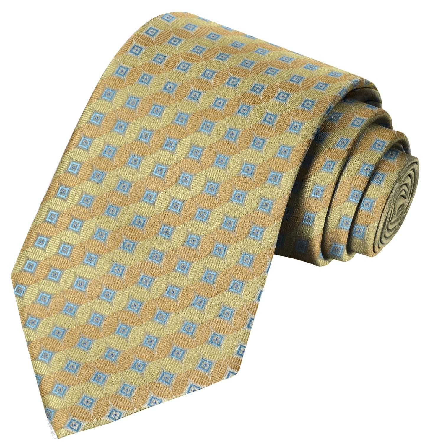 Mustard-Vanilla-Stone-Sky Blue Floral Stripe Tie - Tie, bowtie, pocket square  | Kissties