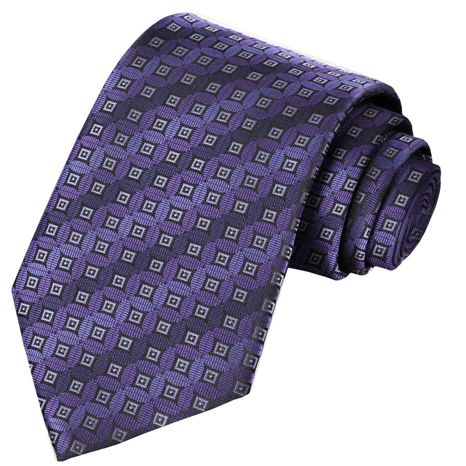 Purple-Heather-Iris-Black-White Floral Stripe Tie - Tie, bowtie, pocket square  | Kissties