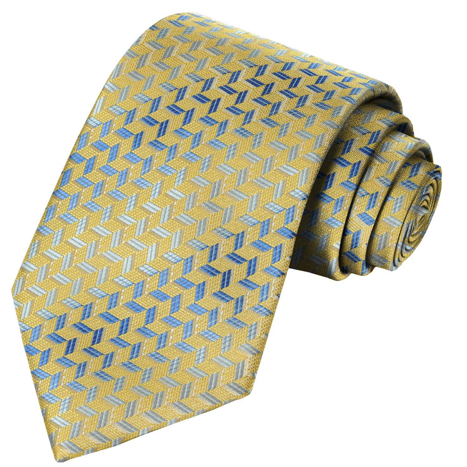 Lapis-Powder-Flaxen-Butter Broken Stairway Stripe Tie - Tie, bowtie, pocket square  | Kissties