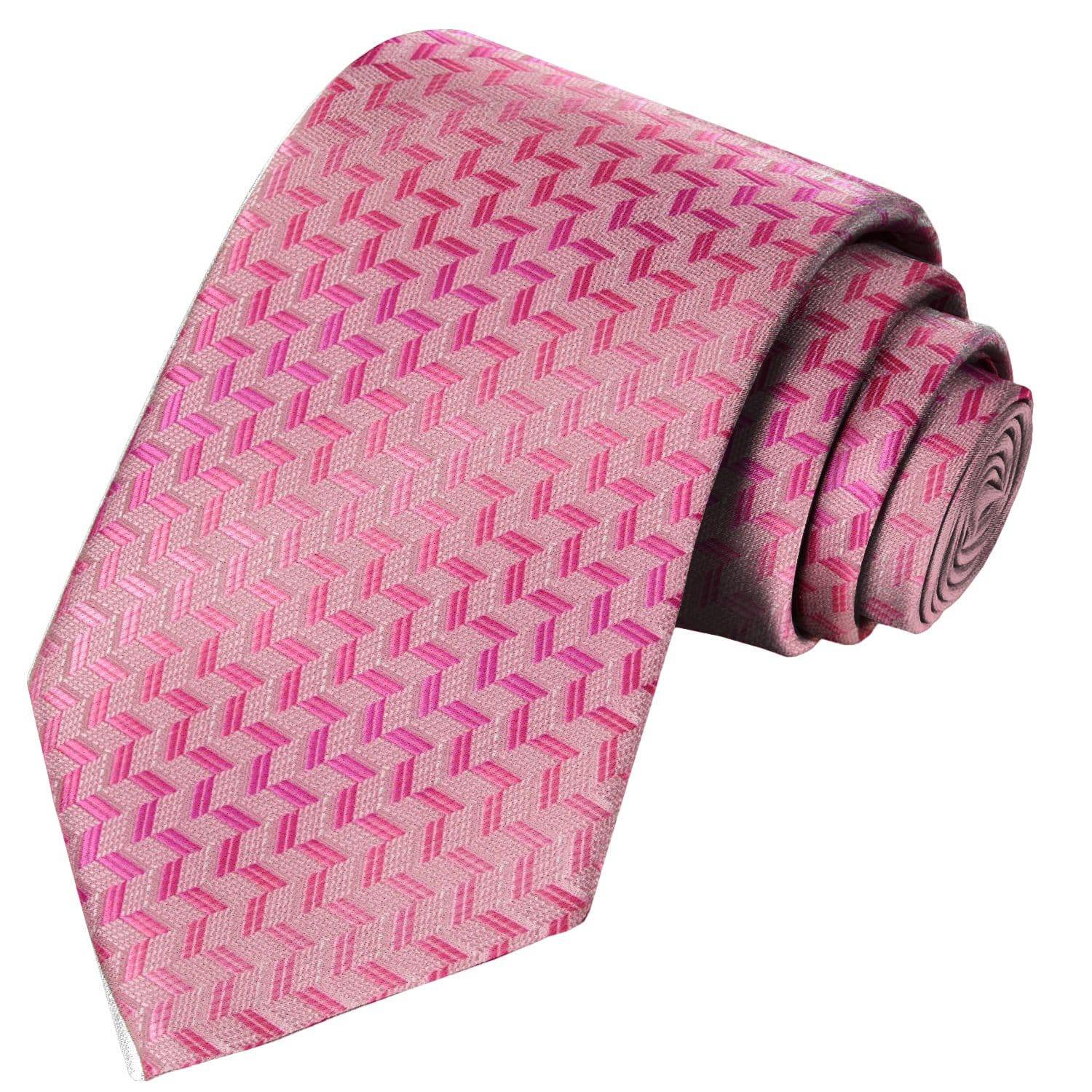 Fuchsia-Lemonade-Magenta-Ballet Slipper Broken Stairway Stripe Tie - Tie, bowtie, pocket square  | Kissties