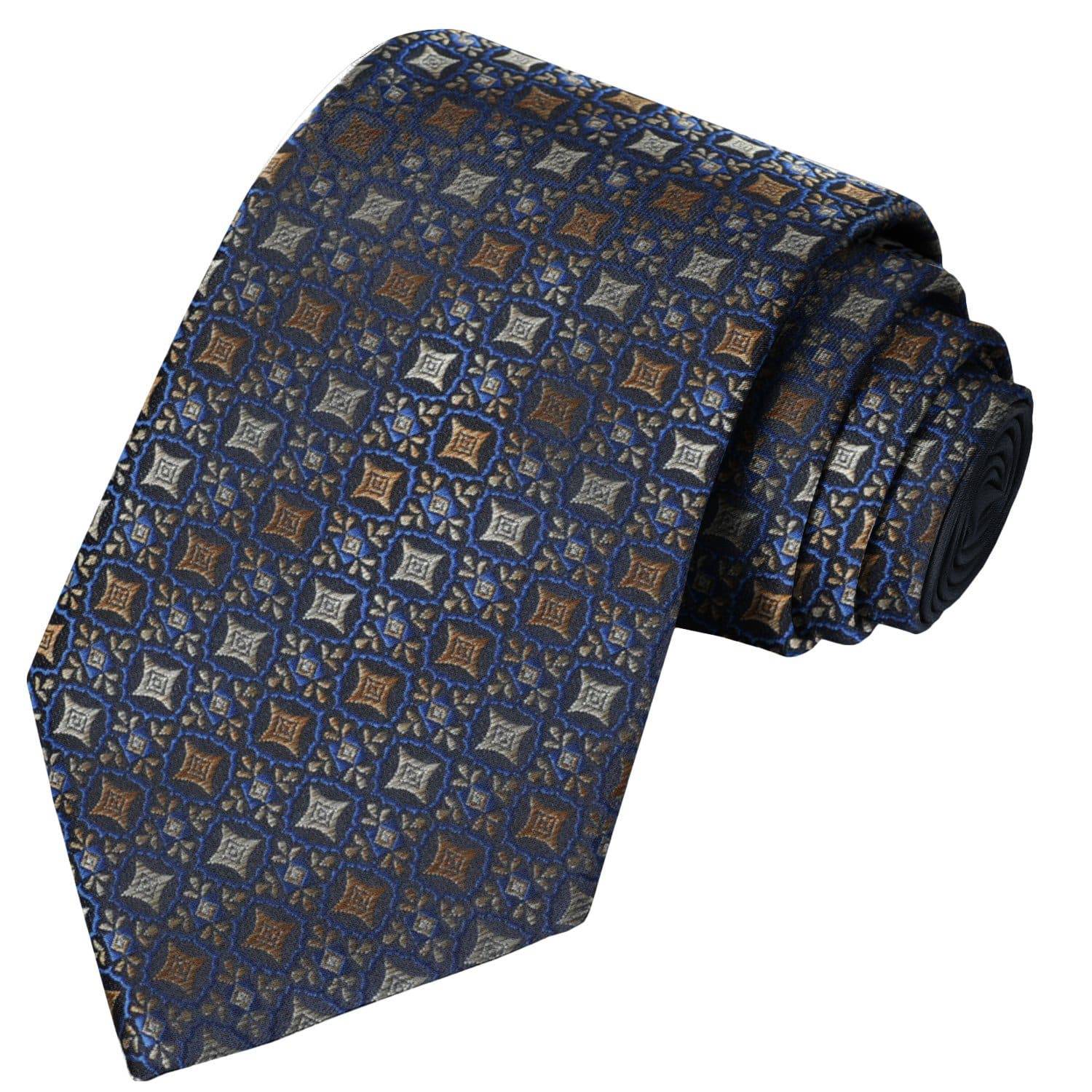 Brown-Blue Antique Bohemian Floral Tie - Tie, bowtie, pocket square  | Kissties