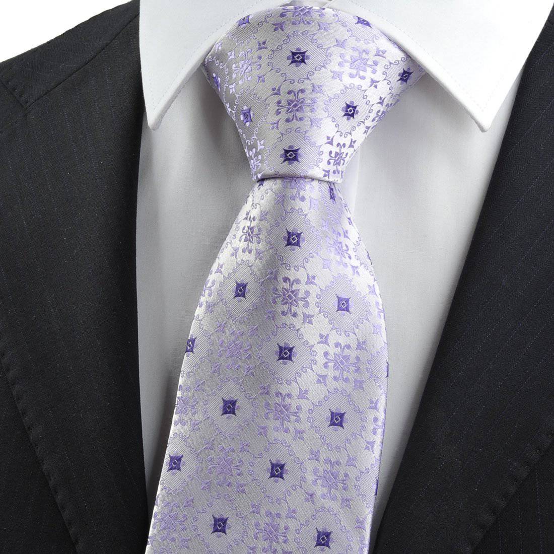 Lilac-Eggplant Bohemian Floral Tie - Tie, bowtie, pocket square  | Kissties