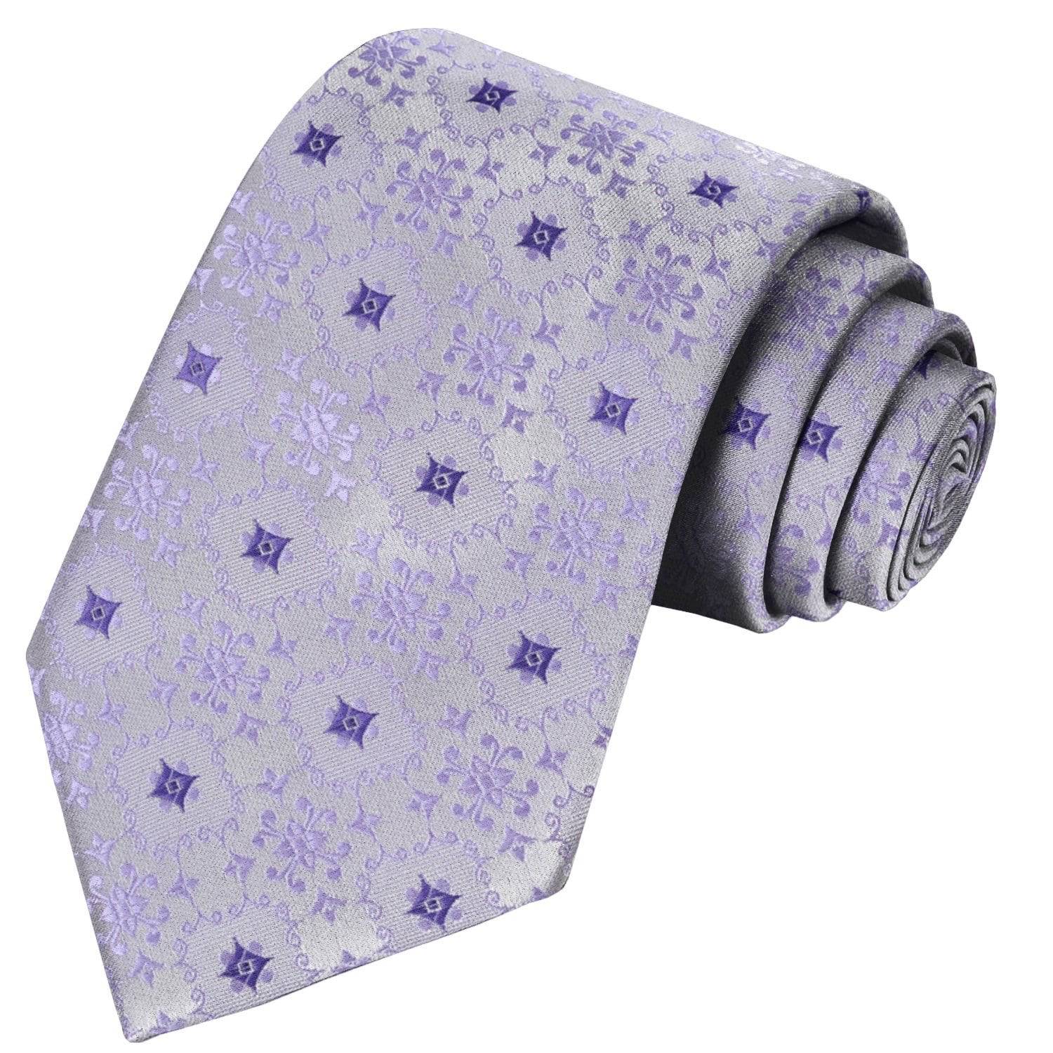 Lilac-Eggplant Bohemian Floral Tie - Tie, bowtie, pocket square  | Kissties