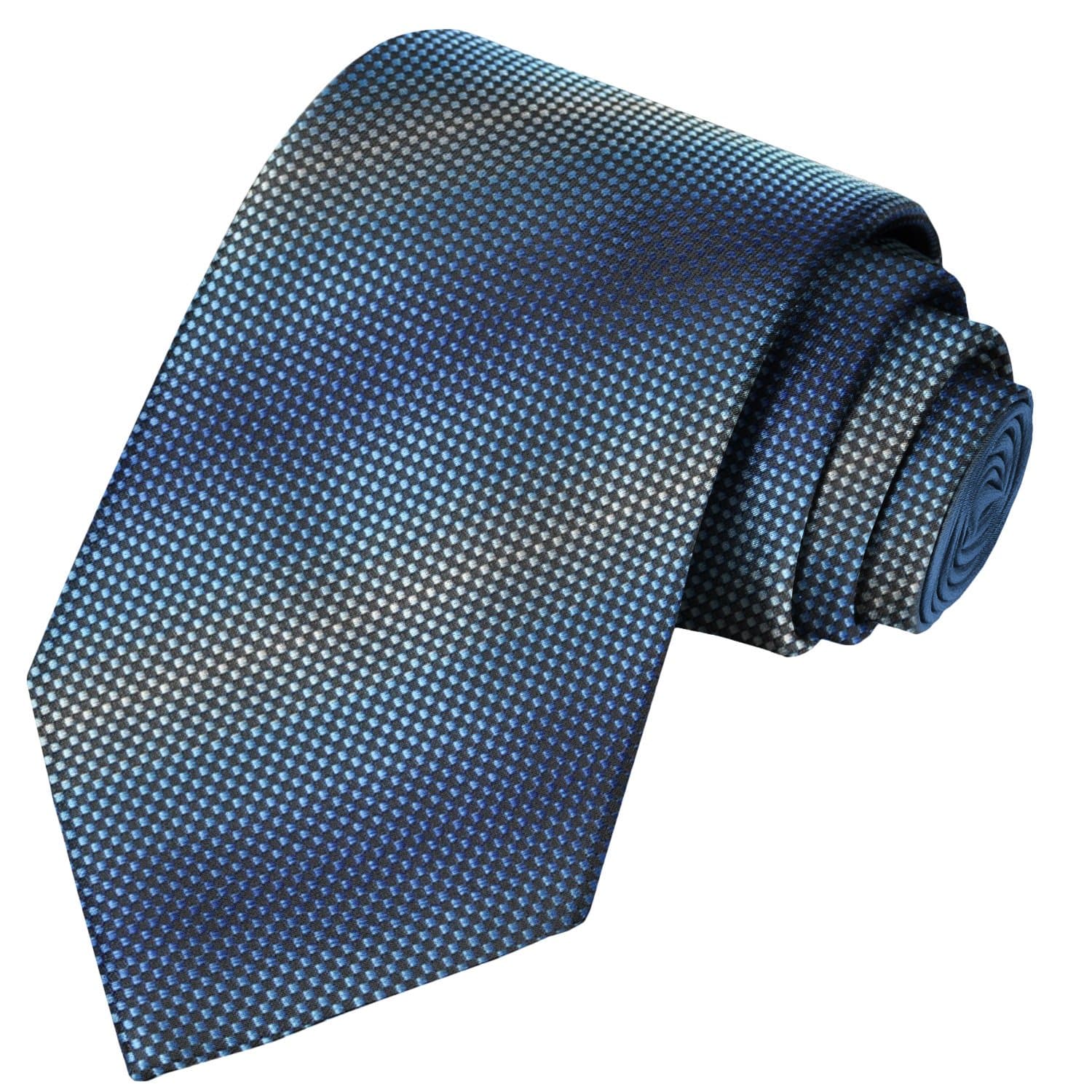 Midnight-Cerulean Blue-Linen White Stripe Tie - Tie, bowtie, pocket square  | Kissties