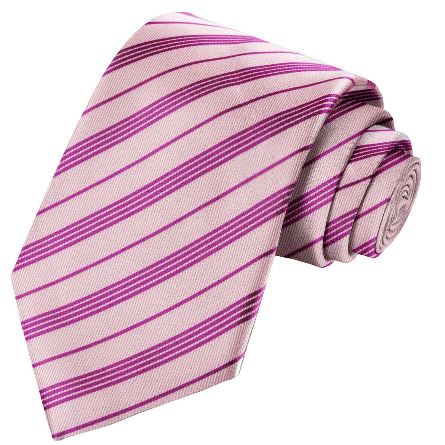 Lemonade Pink-Medium Violet Red Striped Tie - Tie, bowtie, pocket square  | Kissties