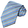 Dodger-Electric Blue-Pigeon Gray-White Stripe Tie - Tie, bowtie, pocket square  | Kissties