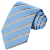 Baby Blue-Lava Gray-White Stripe Tie - Tie, bowtie, pocket square  | Kissties