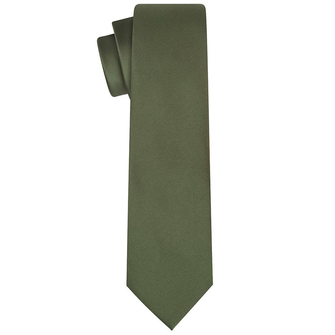 Olive Satin Tie - Tie, bowtie, pocket square  | Kissties
