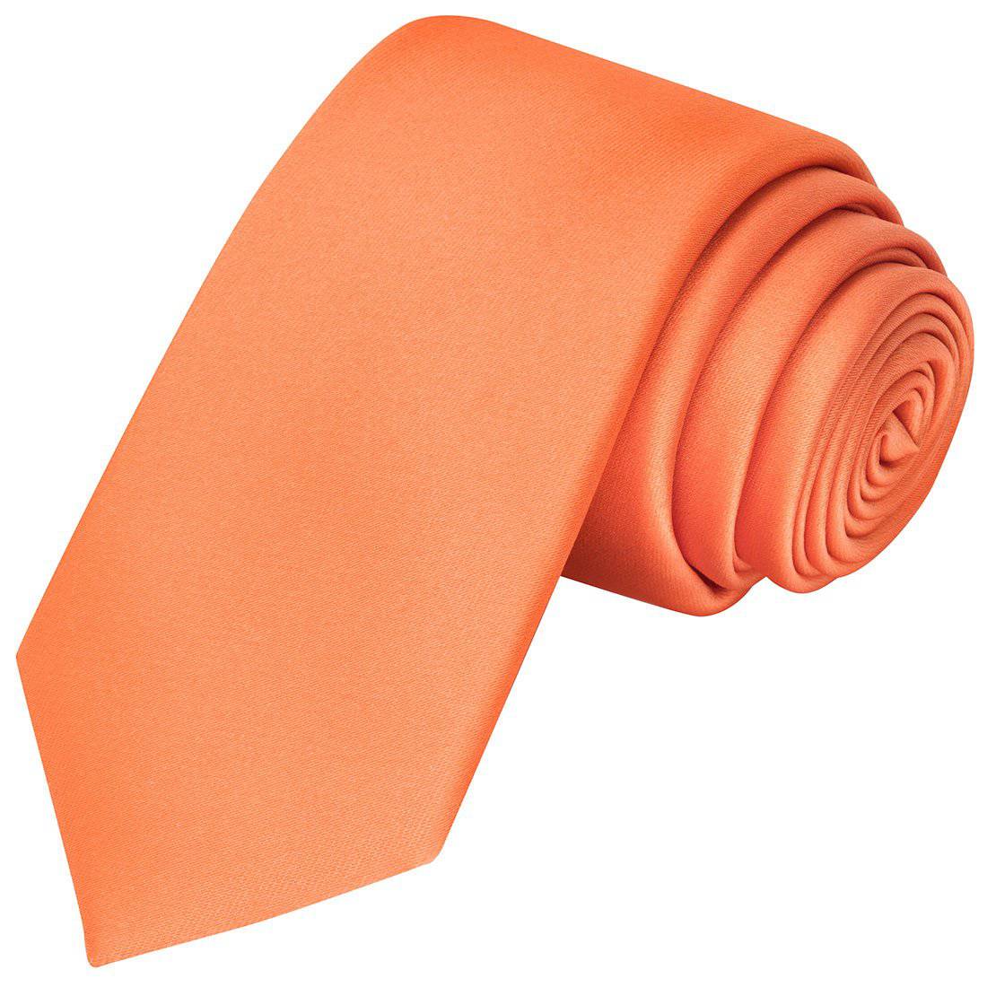 Orange Satin Tie - Tie, bowtie, pocket square  | Kissties