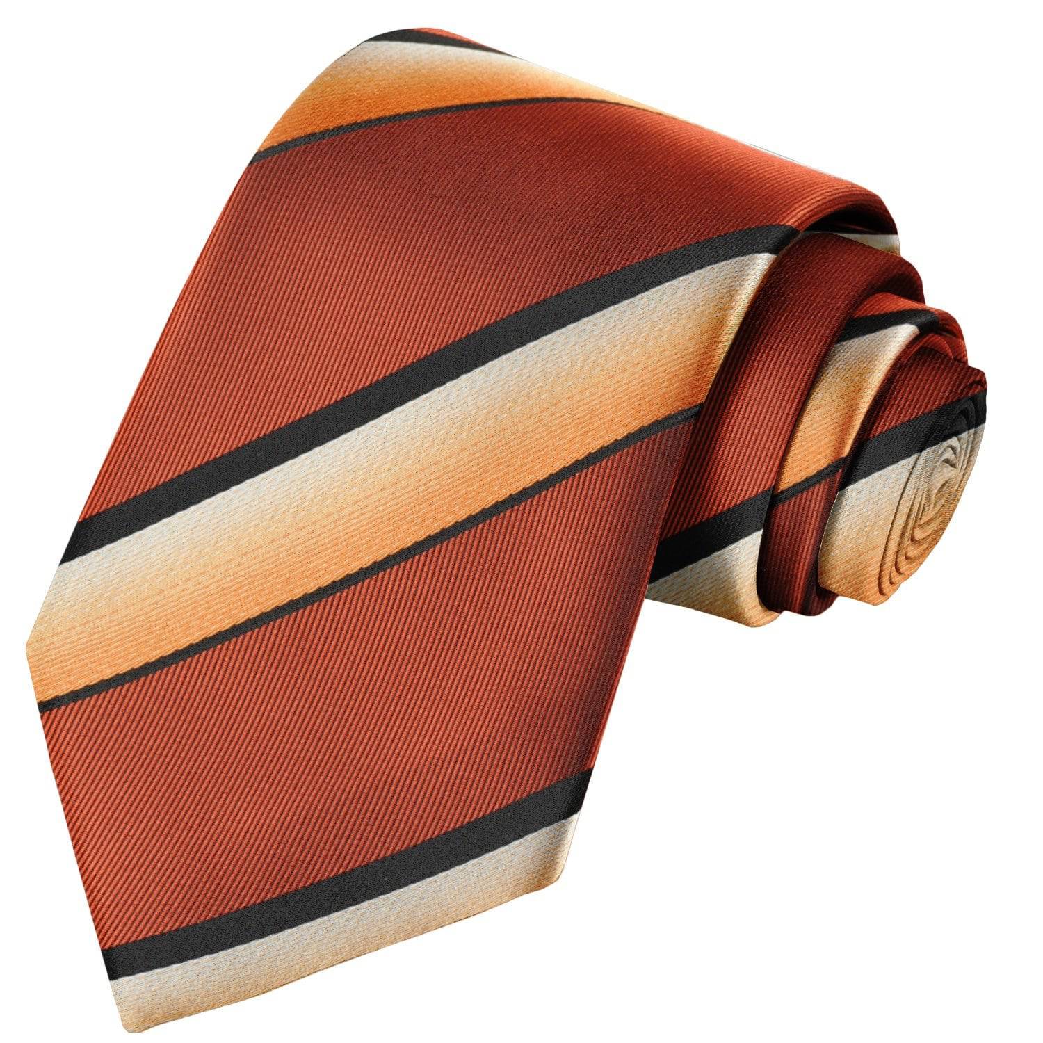 Amber Cantaloupe White Black Striped Tie - Tie, bowtie, pocket square  | Kissties