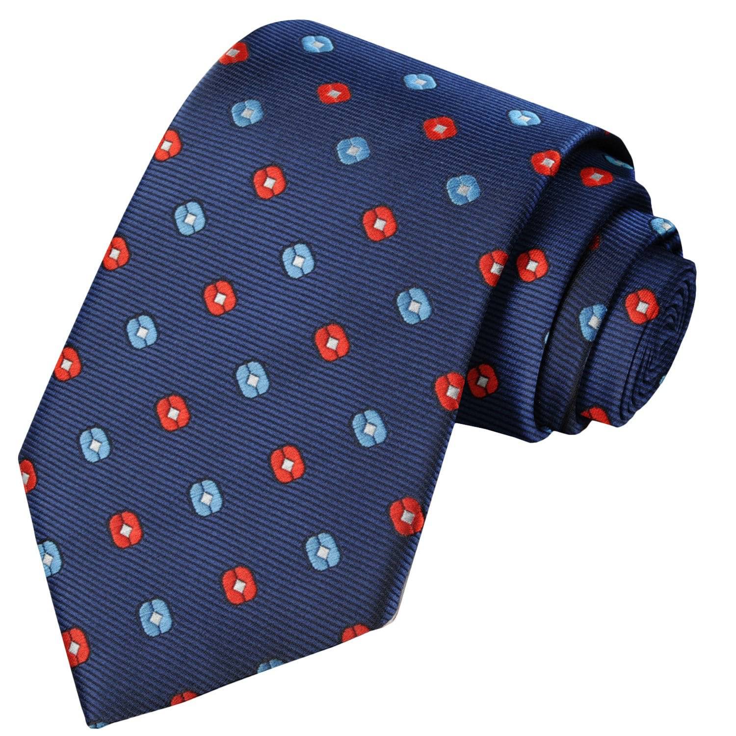 Maya-Berry Blue-Scarlet Red Floral Tie - Tie, bowtie, pocket square  | Kissties