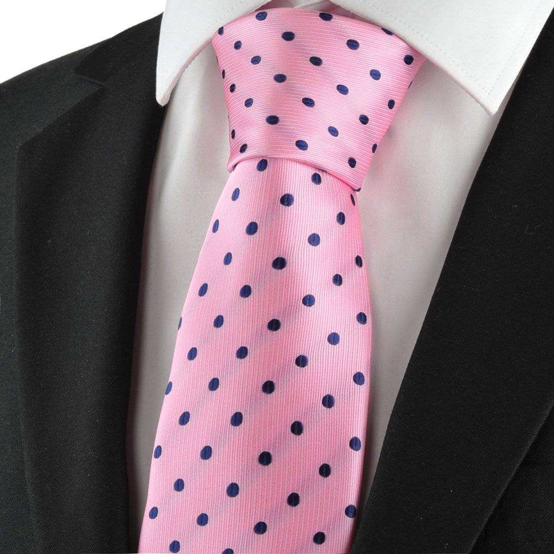 Zapphire on Carnation Polka Dot Tie - Tie, bowtie, pocket square  | Kissties