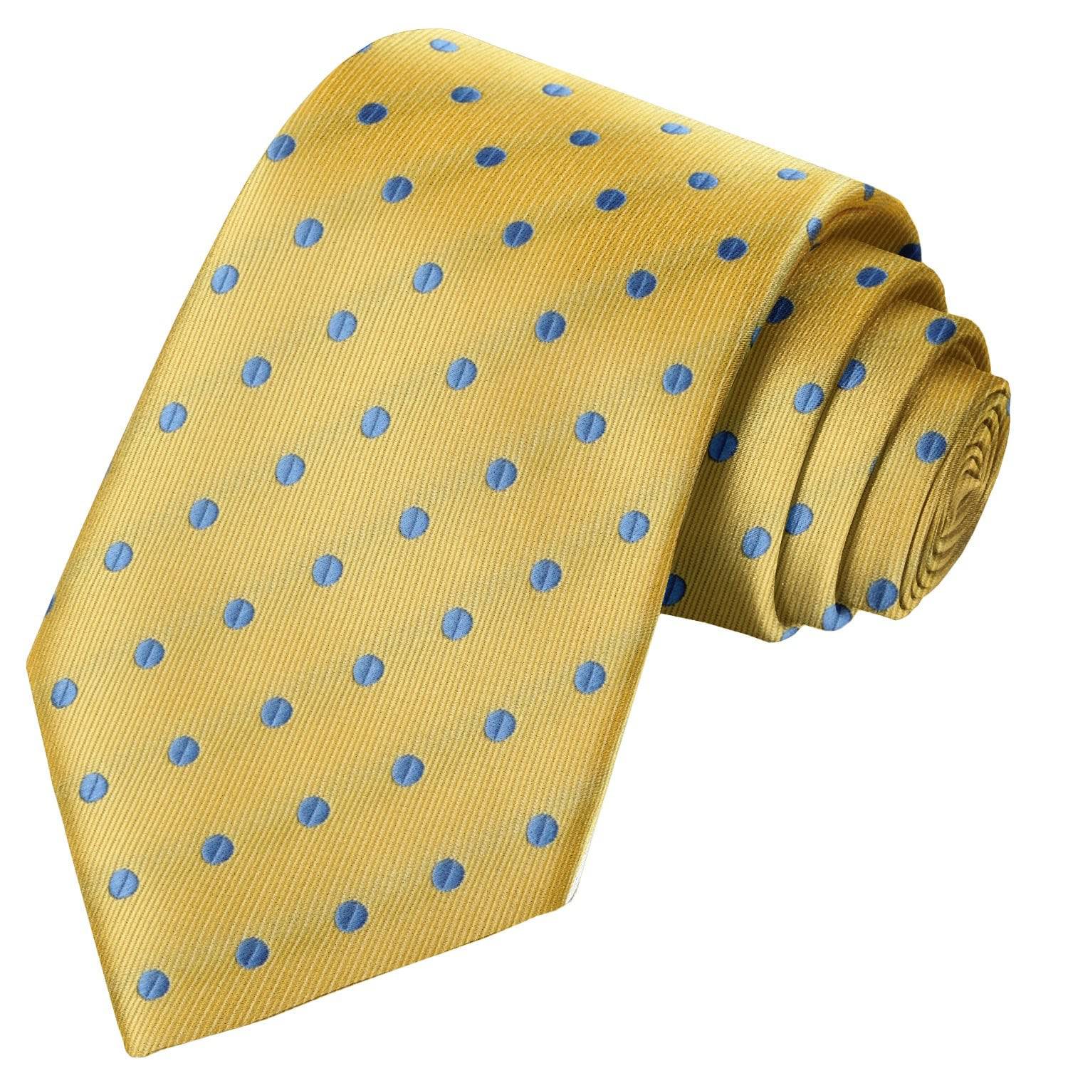 Steel Blue on Tuscan Sun Polka Dot Tie - Tie, bowtie, pocket square  | Kissties