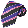 Blue Violet-Black-White-Magenta-Pink Striped Tie - Tie, bowtie, pocket square  | Kissties
