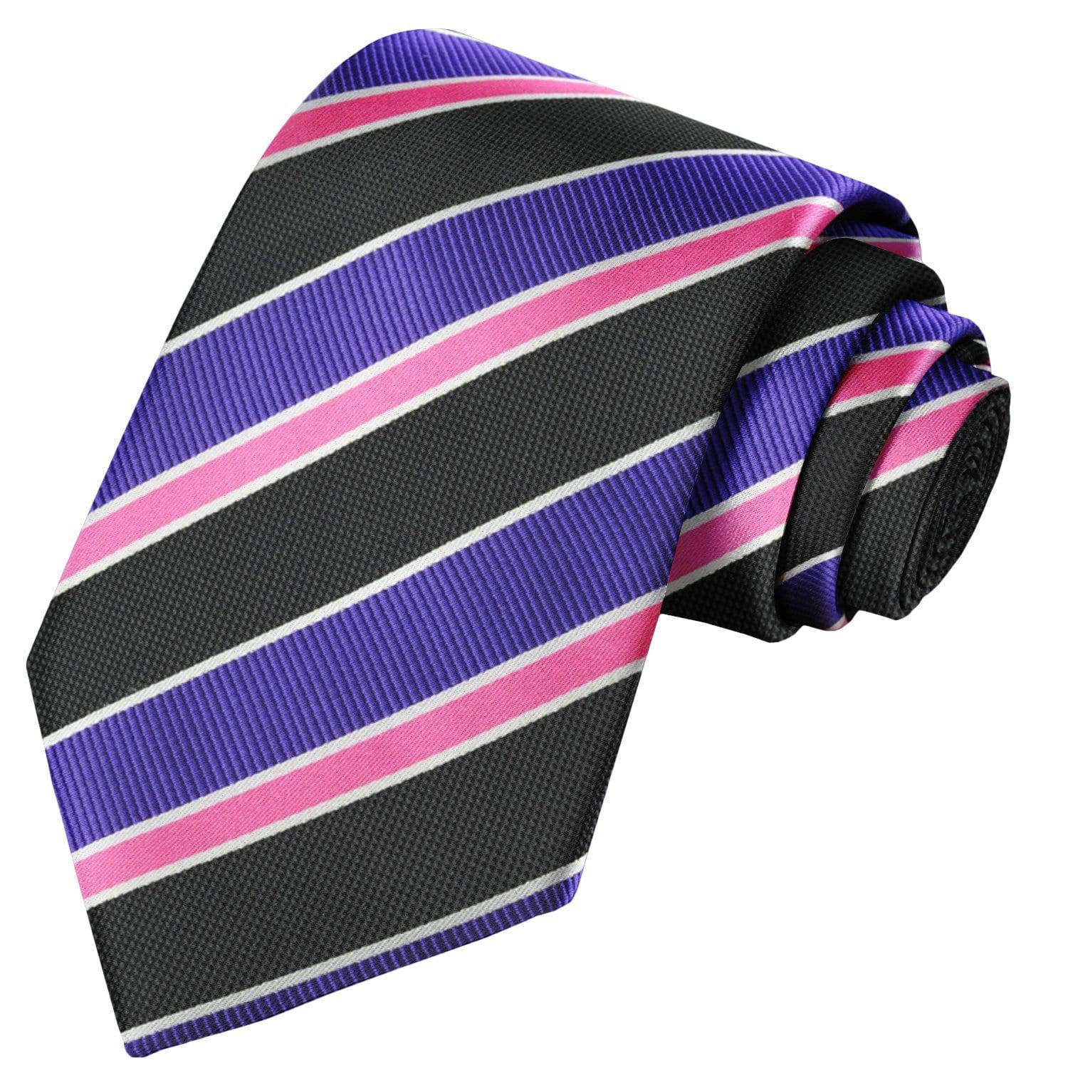 Blue Violet-Black-White-Magenta-Pink Striped Tie - Tie, bowtie, pocket square  | Kissties