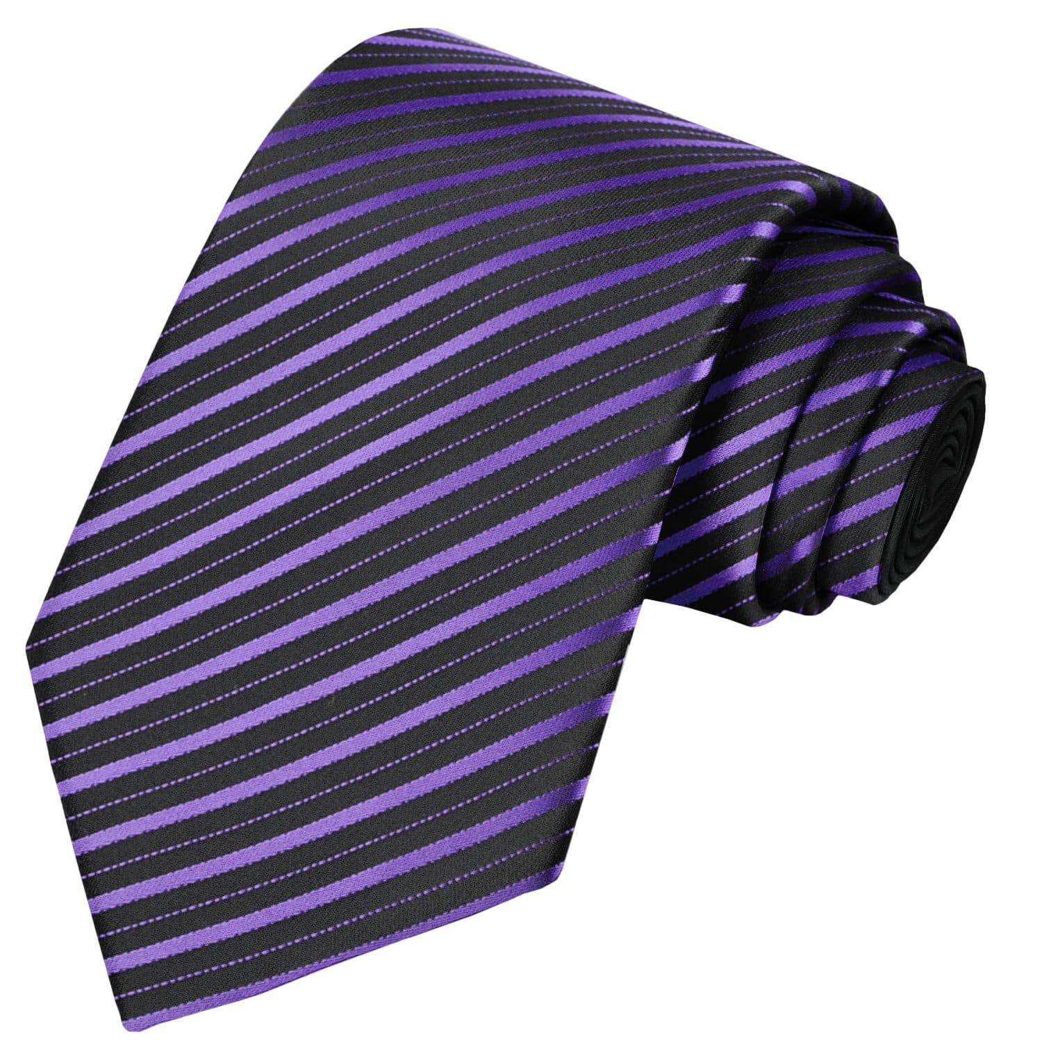 Orchid Purple-Black Striped Tie - Tie, bowtie, pocket square  | Kissties