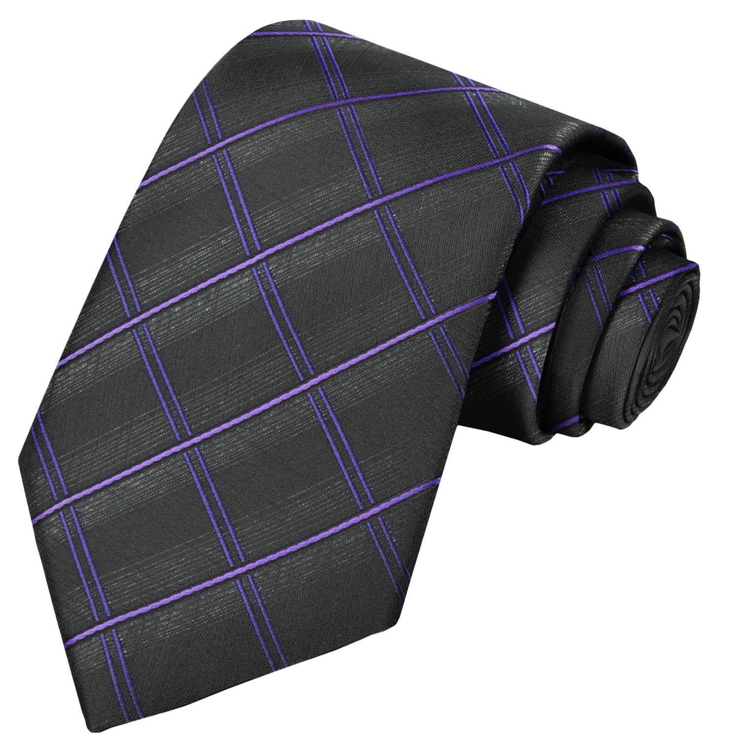 Pewter-Shadow Gray-Indigo Purple-Blue Violet Checkered Tie - Tie, bowtie, pocket square  | Kissties