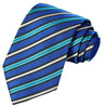 Azure-Aqua Blue-Black-White Striped Tie - Tie, bowtie, pocket square  | Kissties