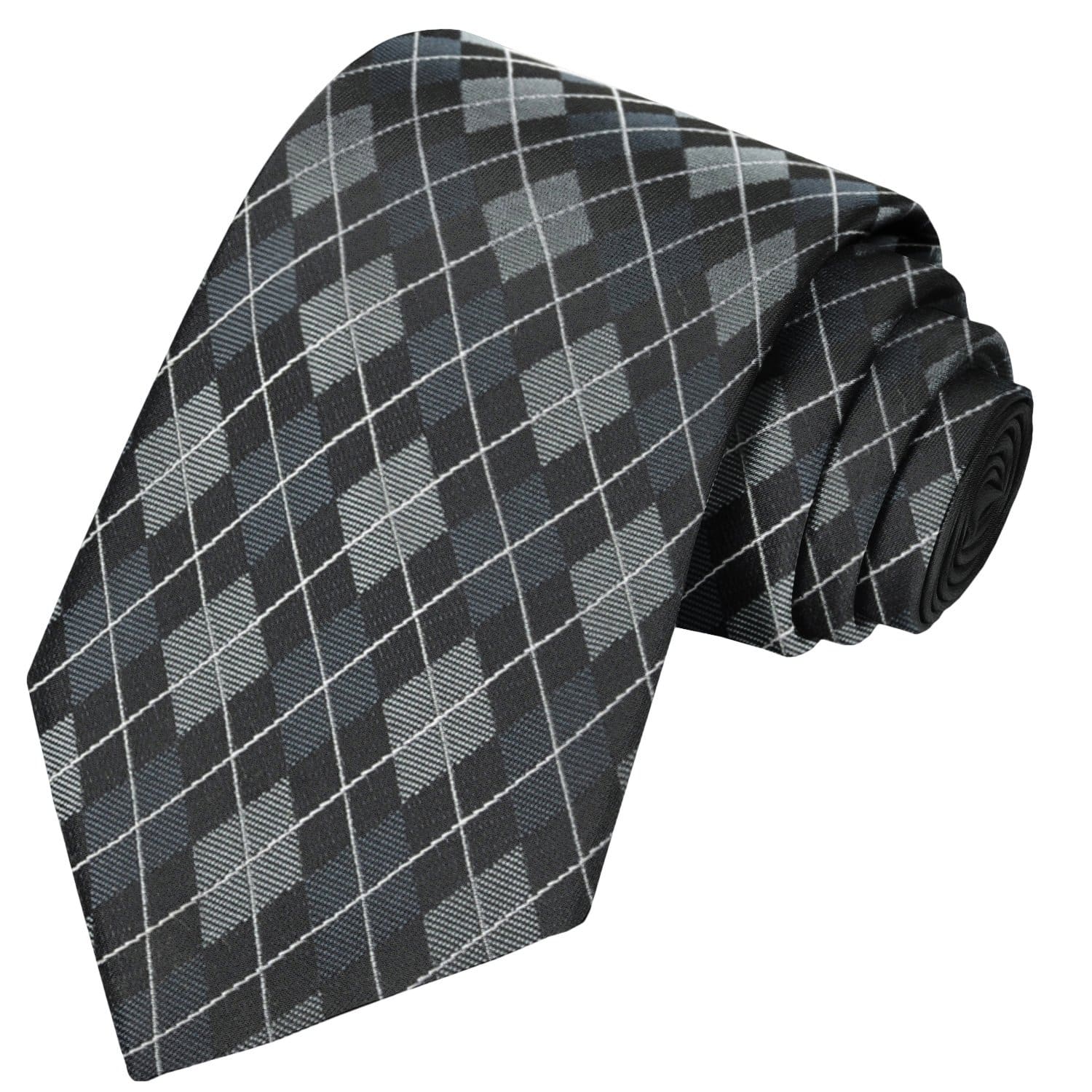 White-Iron-Lava-Anchor Gray Checkered Tie | Necktie - Tie, bowtie, pocket square  | Kissties