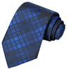 Azure-Space Blue-Indigo-Black Striped Checkered Tie - Tie, bowtie, pocket square  | Kissties