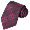 Magenta-Fandango-Begonia Pink-Black Striped Checkered Tie - Tie, bowtie, pocket square  | Kissties