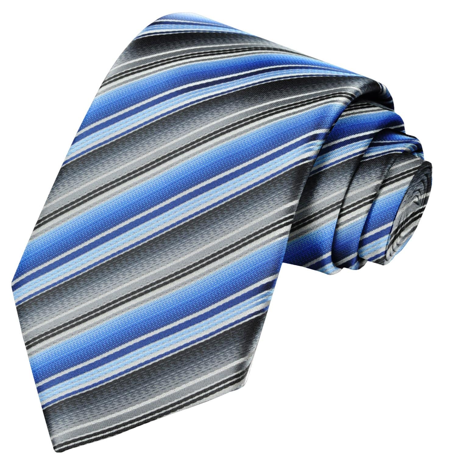 Anchor-Shadow Gray-White-Black-Azure-Navy Blue Striped Tie - Tie, bowtie, pocket square  | Kissties