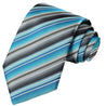 Regal-Dark Turquoise-Anchor Gray-White-Black Striped Tie - Tie, bowtie, pocket square  | Kissties