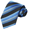 Azure-Maya Blue-White-Black Striped Tie - Tie, bowtie, pocket square  | Kissties