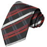 Chili Pepper-Cherry Red-White-Rhino-Iron Gray Striped Checkered Tie - Tie, bowtie, pocket square  | Kissties