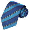 Cerulean-Berry Blue-White-Black-Dark Violet Striped Tie - Tie, bowtie, pocket square  | Kissties