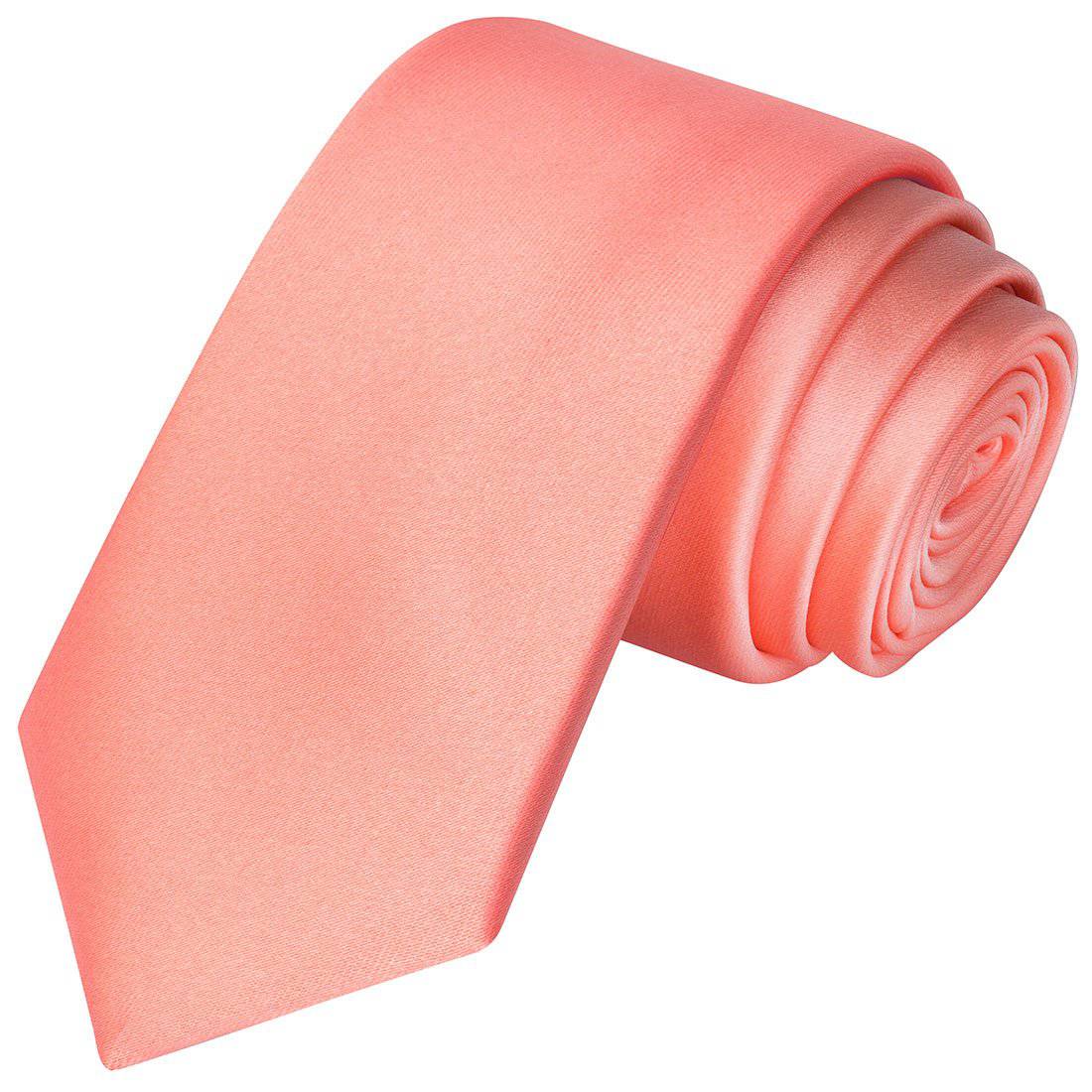 Peach Satin Tie - Tie, bowtie, pocket square  | Kissties