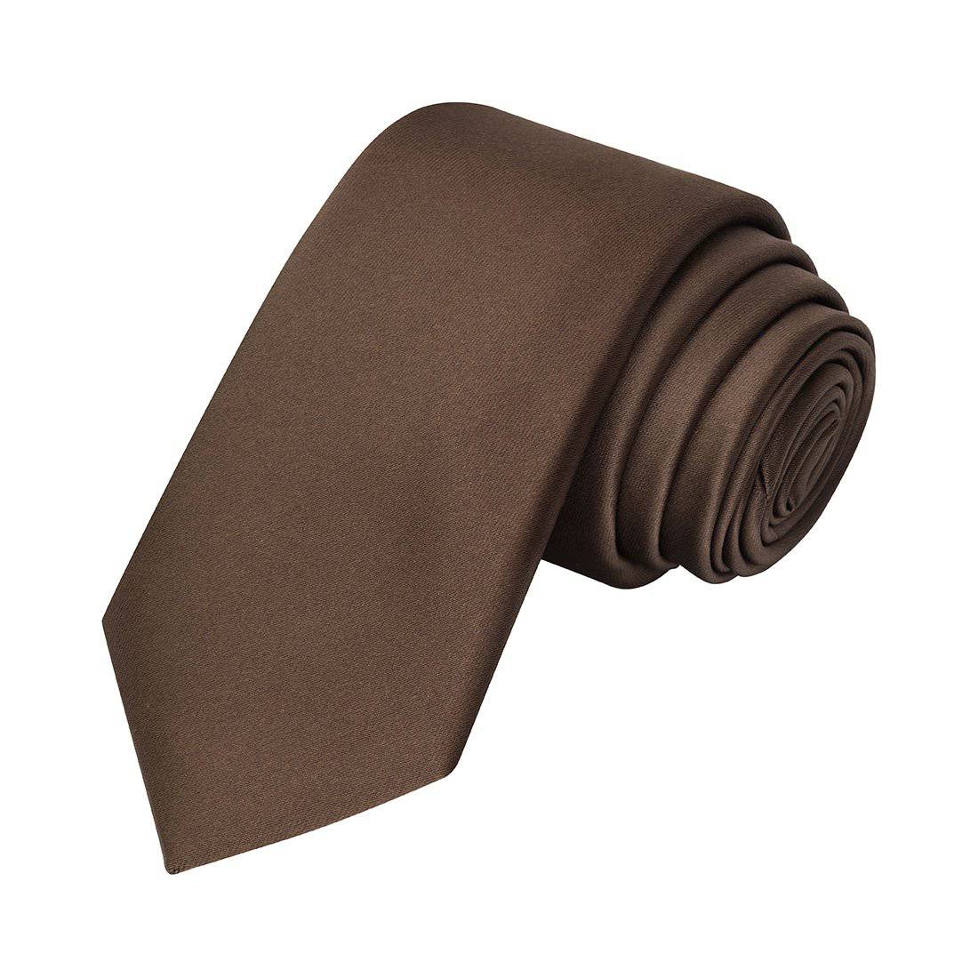 Chocolate Brown Satin Tie - Tie, bowtie, pocket square  | Kissties
