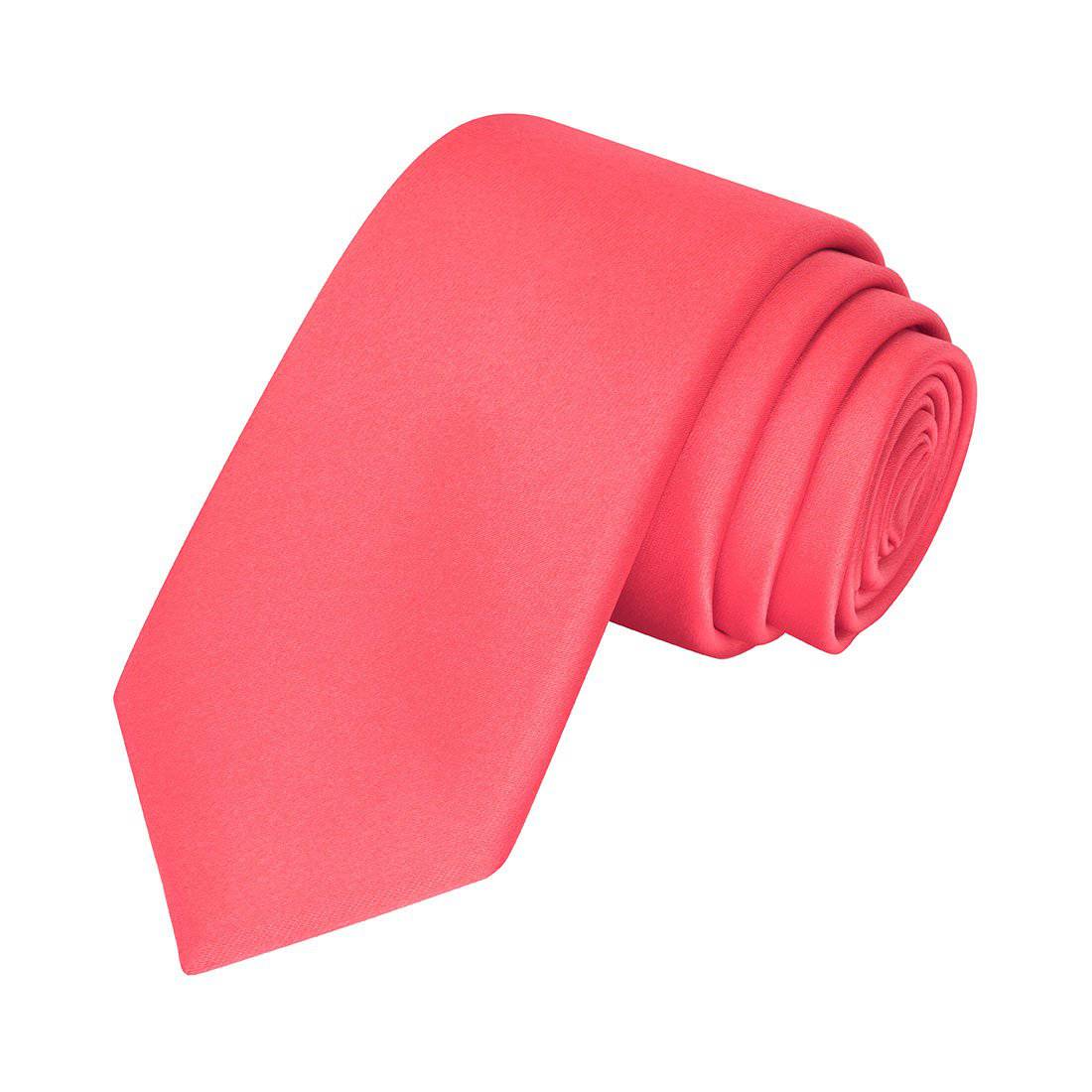 Coral Satin Tie - Tie, bowtie, pocket square  | Kissties