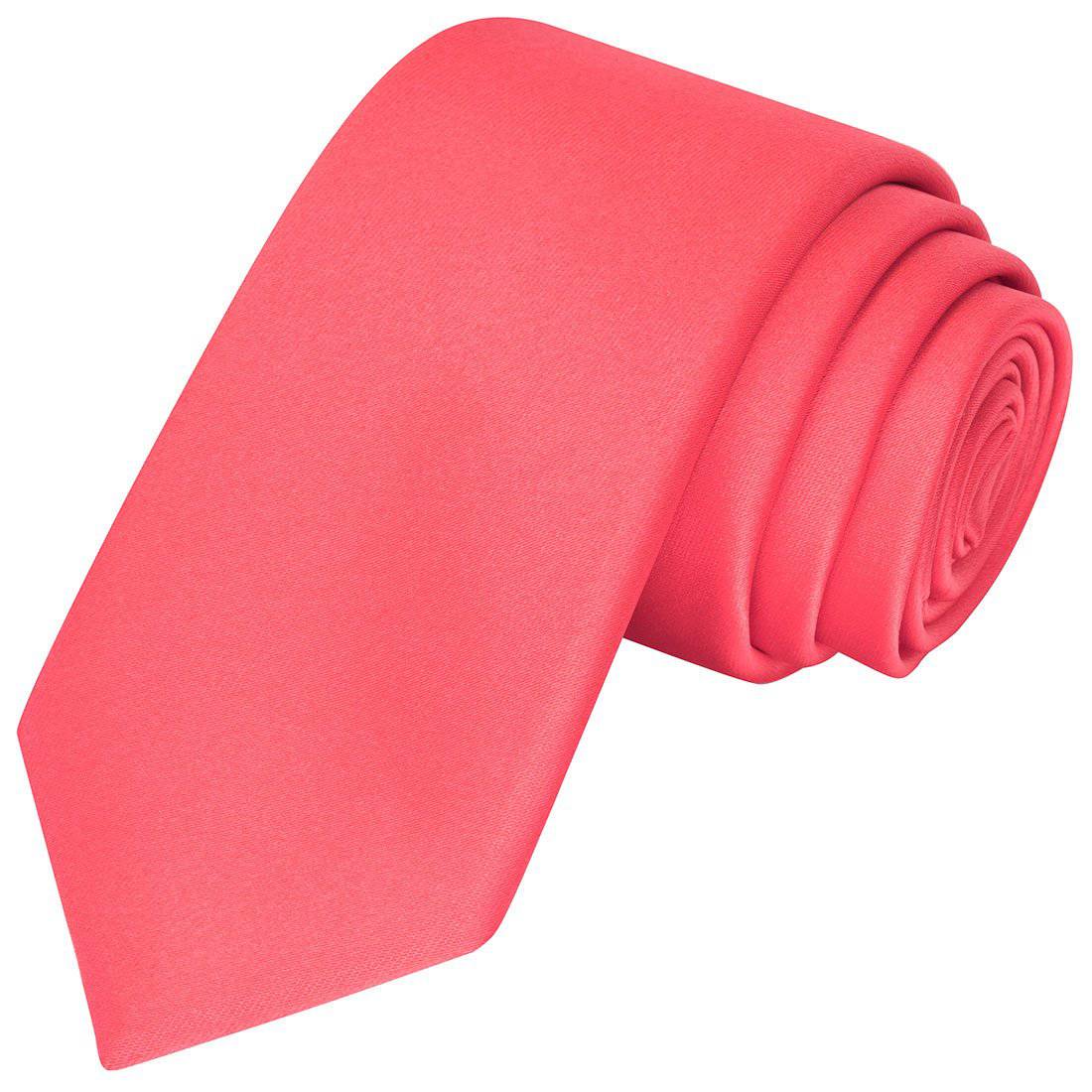 Coral Satin Tie - Tie, bowtie, pocket square  | Kissties