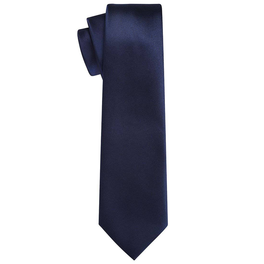 Navy Satin Silk Tie - Tie, bowtie, pocket square  | Kissties