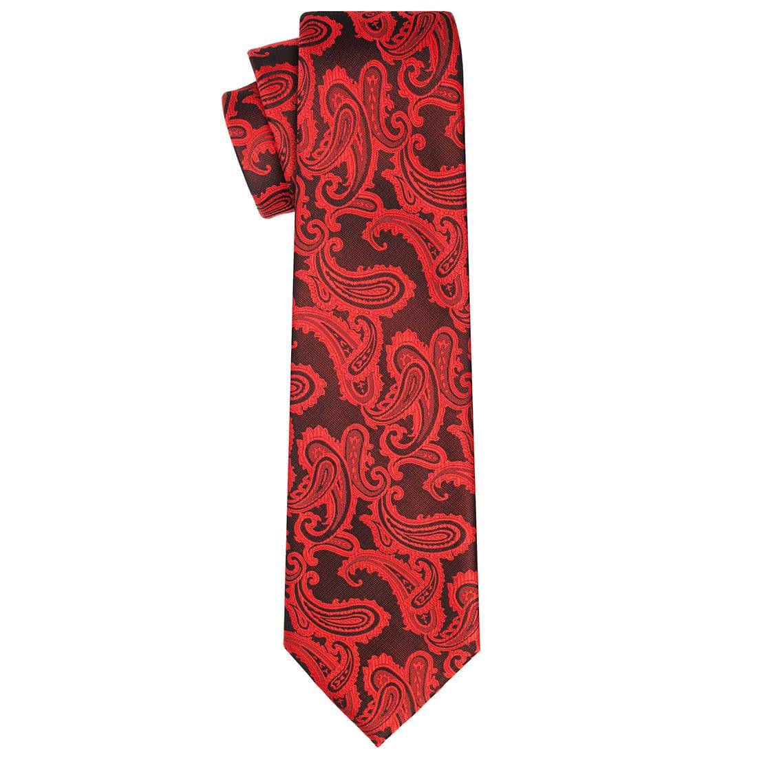 Crimson on Black Paisley Tie - Tie, bowtie, pocket square  | Kissties