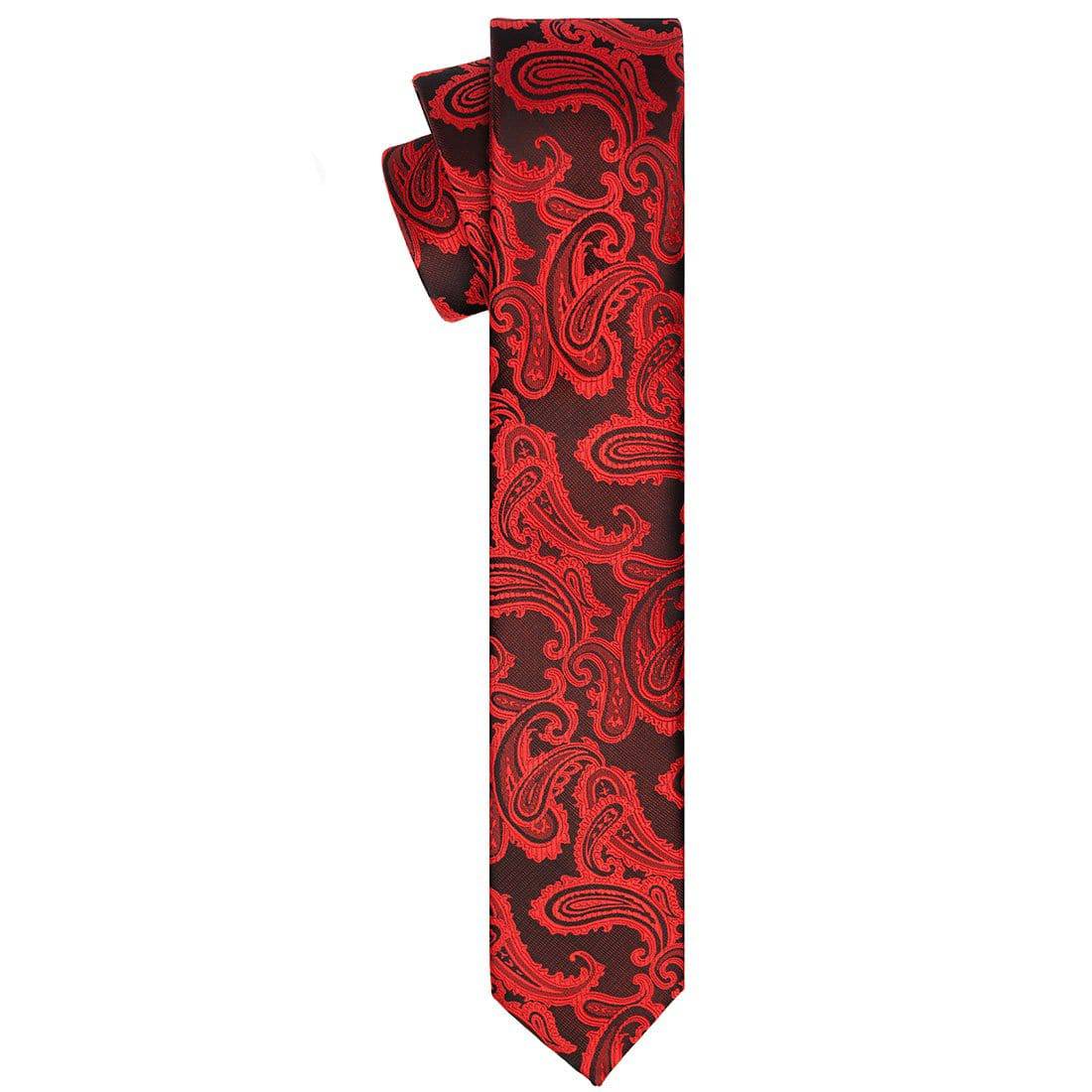 Crimson on Black Paisley Tie - Tie, bowtie, pocket square  | Kissties