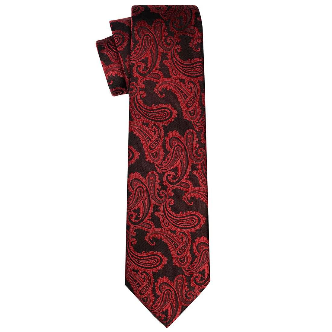 Burgundy on Black Paisley Tie - Tie, bowtie, pocket square  | Kissties