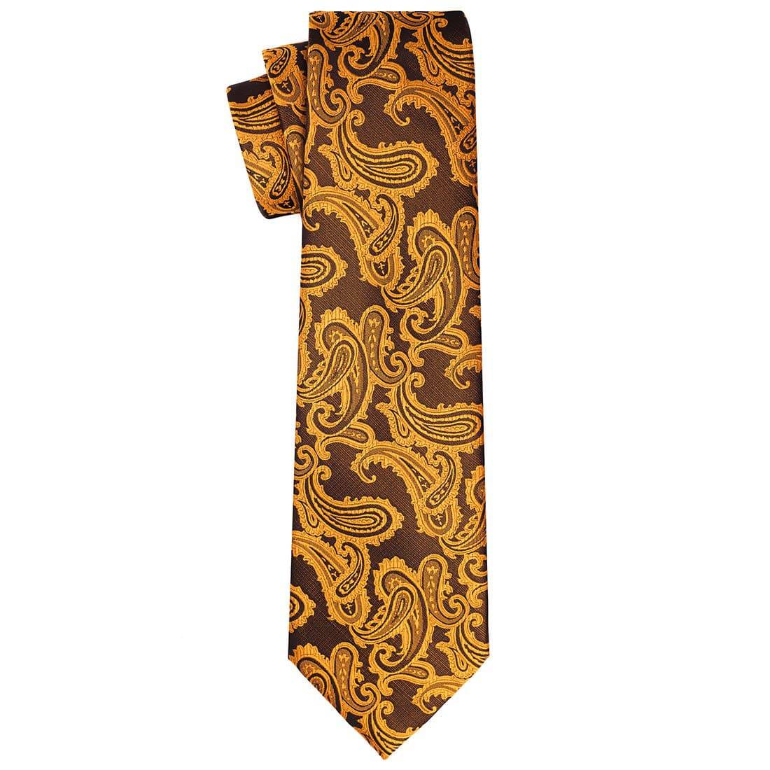 Tiger Orange on Black Paisley Tie - Tie, bowtie, pocket square  | Kissties