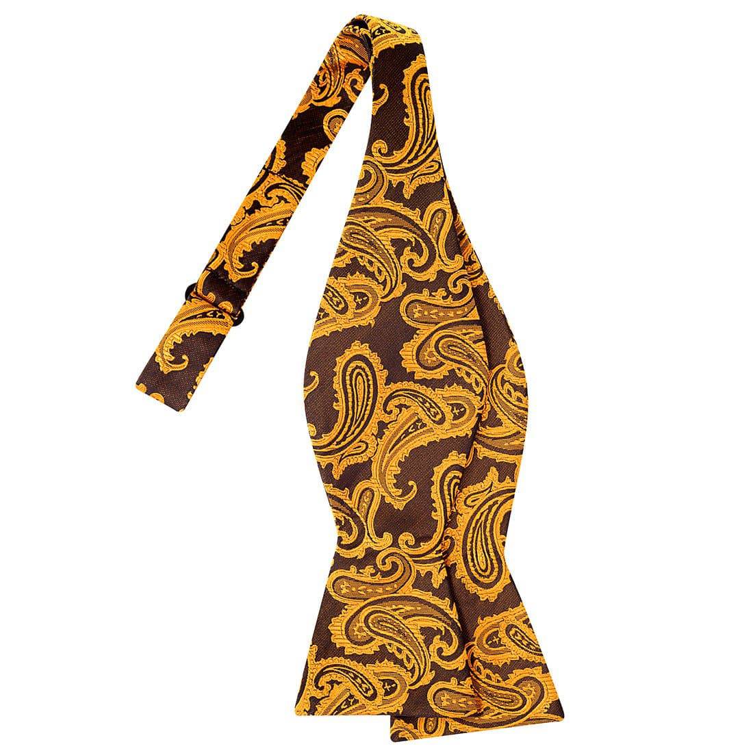 Tiger Orange on Black Paisley Bowtie - Tie, bowtie, pocket square  | Kissties