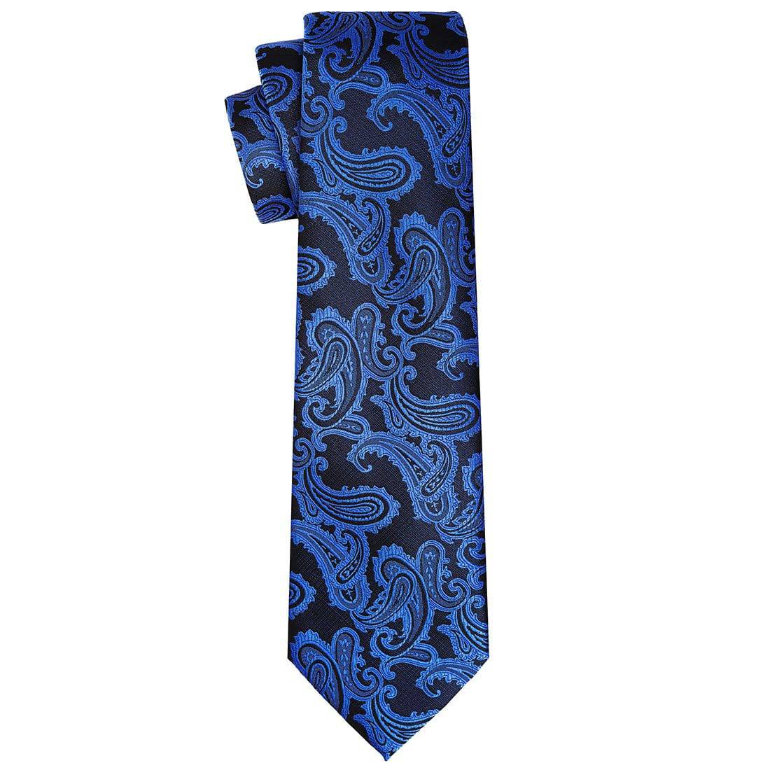 Cobalt Blue on Black Paisley Tie | Necktie – KissTies