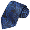 Cobalt Blue on Black Paisley Tie - Tie, bowtie, pocket square  | Kissties