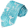 Silver  with Light Blue Paisley Pattern Tie - Tie, bowtie, pocket square  | Kissties