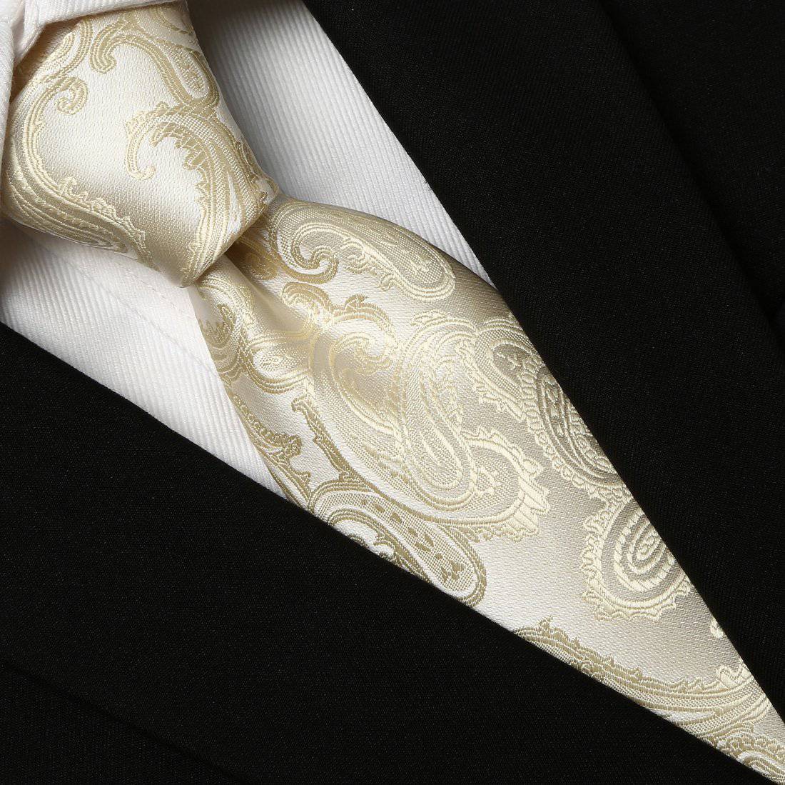 Cream Paisley Tie - Tie, bowtie, pocket square  | Kissties