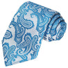 Azure on Silver Paisley Tie - Tie, bowtie, pocket square  | Kissties