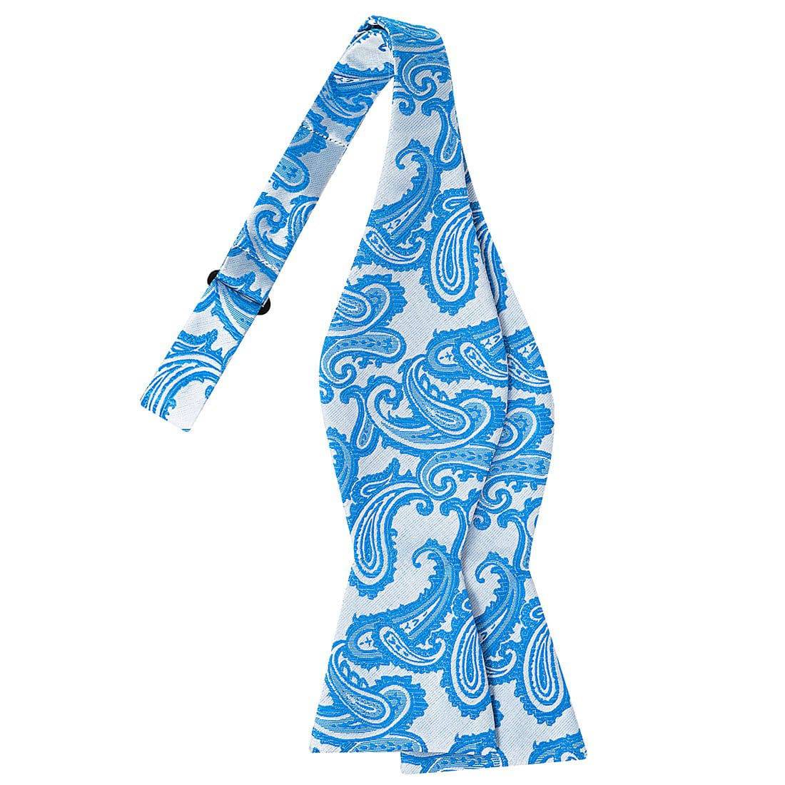 Azure on Silver Paisley Bowtie - Tie, bowtie, pocket square  | Kissties