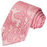 Tickle Me Pink on White Paisley Tie - Tie, bowtie, pocket square  | Kissties